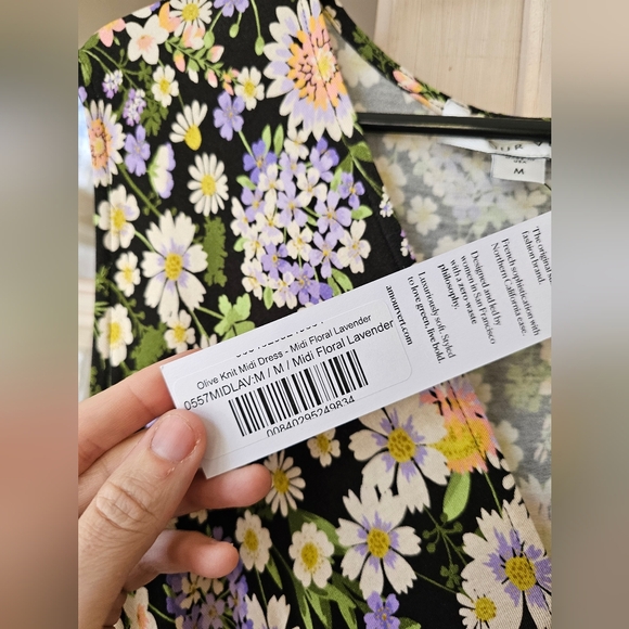 NWT Amour Vert Floral Midi Cottagecore Olive Knit Dress - Picture 5 of 7
